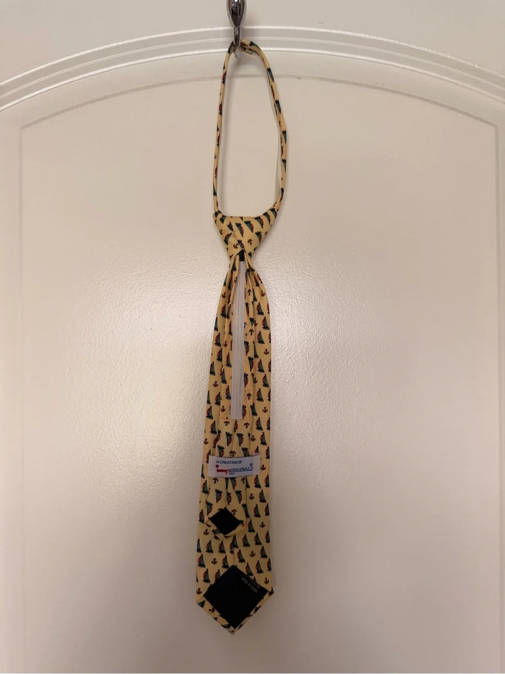 Yellow Novelty Sailboat Pre-Tied Neck Tie